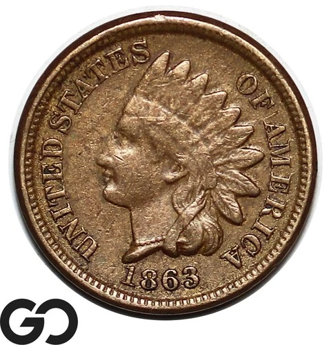 1863 Indian Head Cent Penny, Choice VF