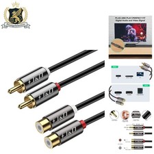 Heavy Duty 2 RCA Male to Female Stereo Audio Extension Cable - 6 Feet Long