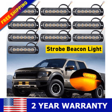 10X 6LED Amber Car Truck Emergency Beacon Warning Hazard Flash Strobe Light New