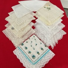 Vintage Hankies Lot Of 12 WHITES WEDDING LACE WEDDINGS TEA SHOWERS