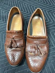 VINTAGE MEN\'S FRENCH SHRINER BROWN WING‎ TIP TASSLE LOAFER SJHOES SIZE 12M USED French Shriner Mens Shoes Size 10M Burgundy Leather Tassel  main image 3