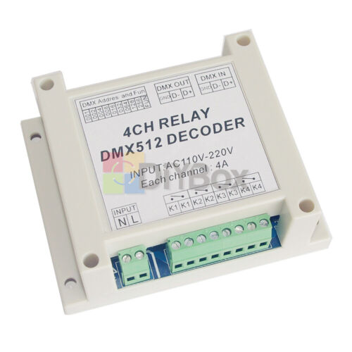 AC110-220V 4 Kanal DMX512 Relaisschalter DMX Relais Controller mit Etui Neu - Bild 2 von 8