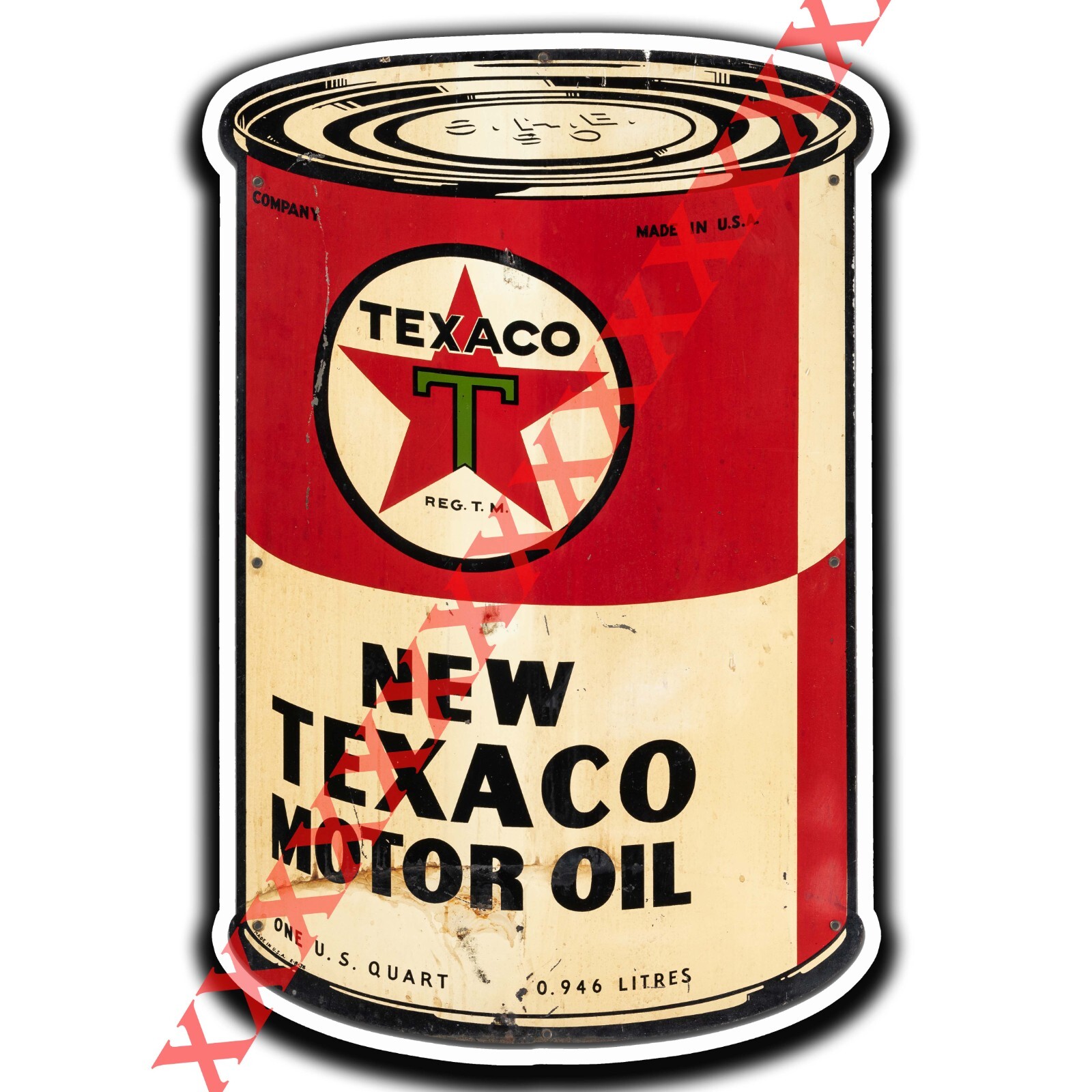 Texaco Motor Oil Can Texaco Gasoline Sticker Decal 5" tall