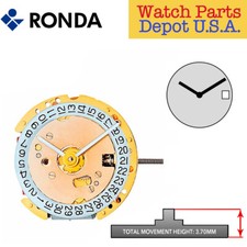 Genuine Ronda 774 Quartz Watch Movement, 2 Hands, Date at 3 Swiss Made