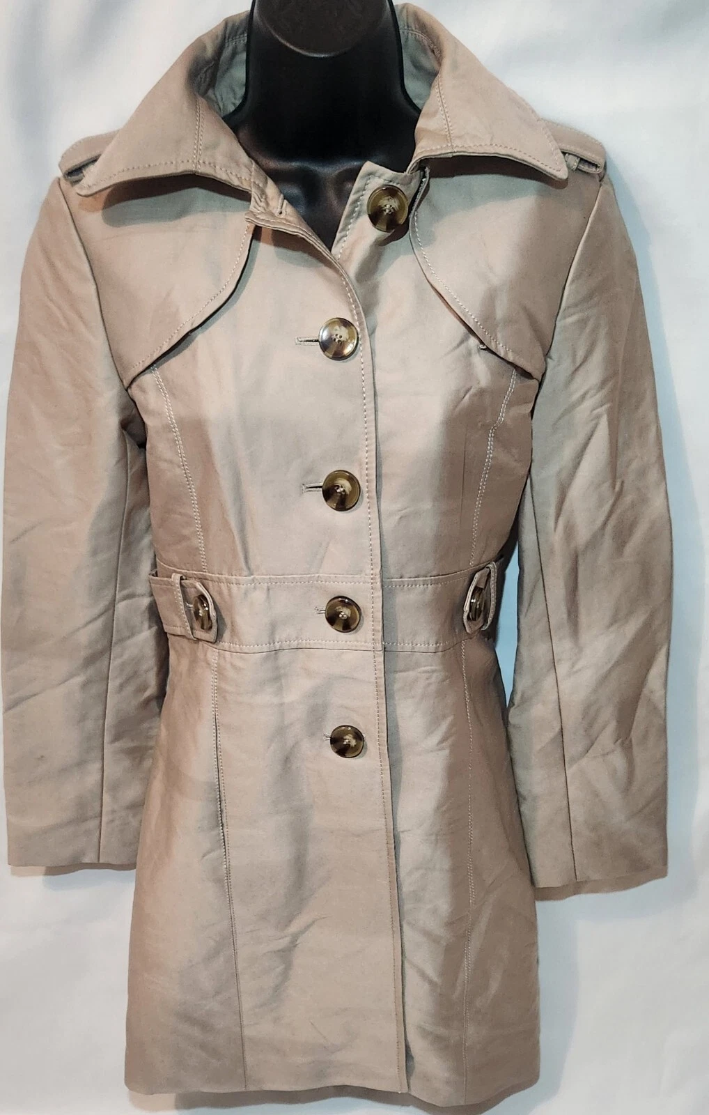 VETEMENTS Trench Kenneth Cole donna marrone chiaro manica lunga colletto TAGLIA SMALL