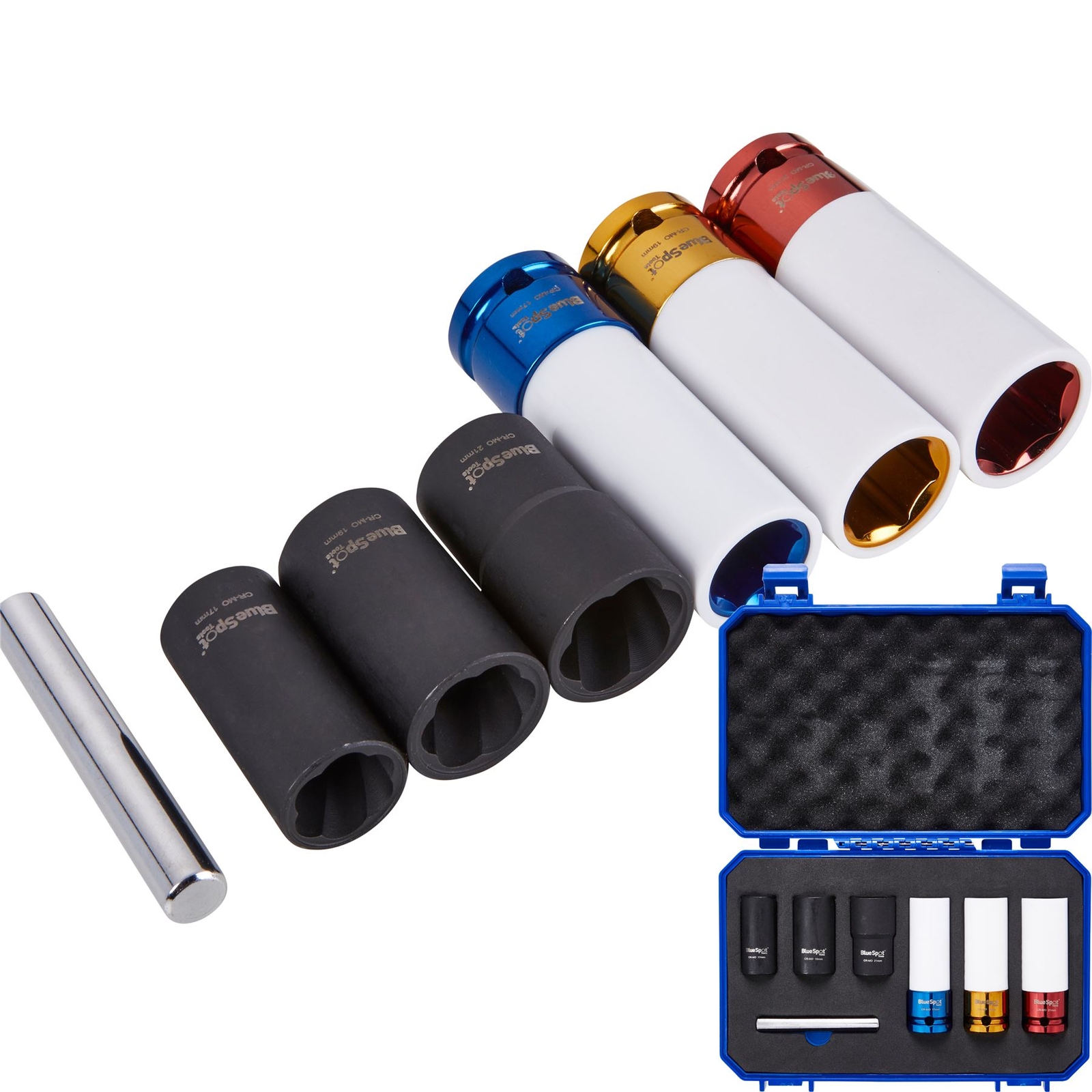 Blue Spot Tools Multicolour 7 Pce ½” Wheel Nut Impact Socket Set (17,19 & 21Mm) - Image 5
