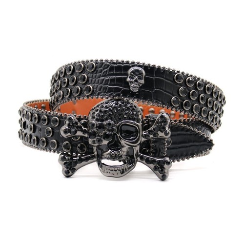 Women Men Western Rhinestone Belt Crystal Studded Cowgirl Cowboy Skull Punk Belt - Picture 21 of 29