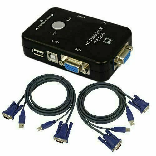 2 or 4 Port USB/PS2 KVM VGA Switch with 2 or 4 Set Cable For Mouse Monitor PC - Image 3 of 4
