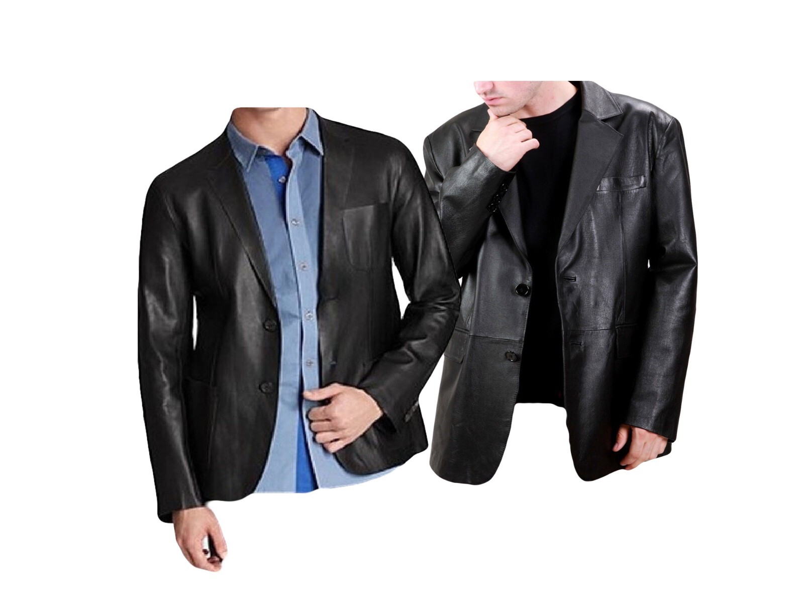 Mens Real Lambskin Black Leather Blazer Casual Formal Style Blazer Coat MB6a