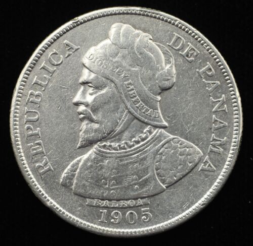 1905 Panama 50 Centesimos .900 Silver Coin (P0379)