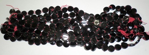 Antique Vintage Black Nail Head Faceted Glass Victorian Beads 25pc Lot BB88-8