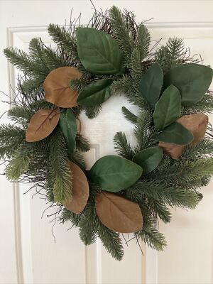 Artificial Magnolia Door Wreath Pine  Leaf Holidays Green 20 