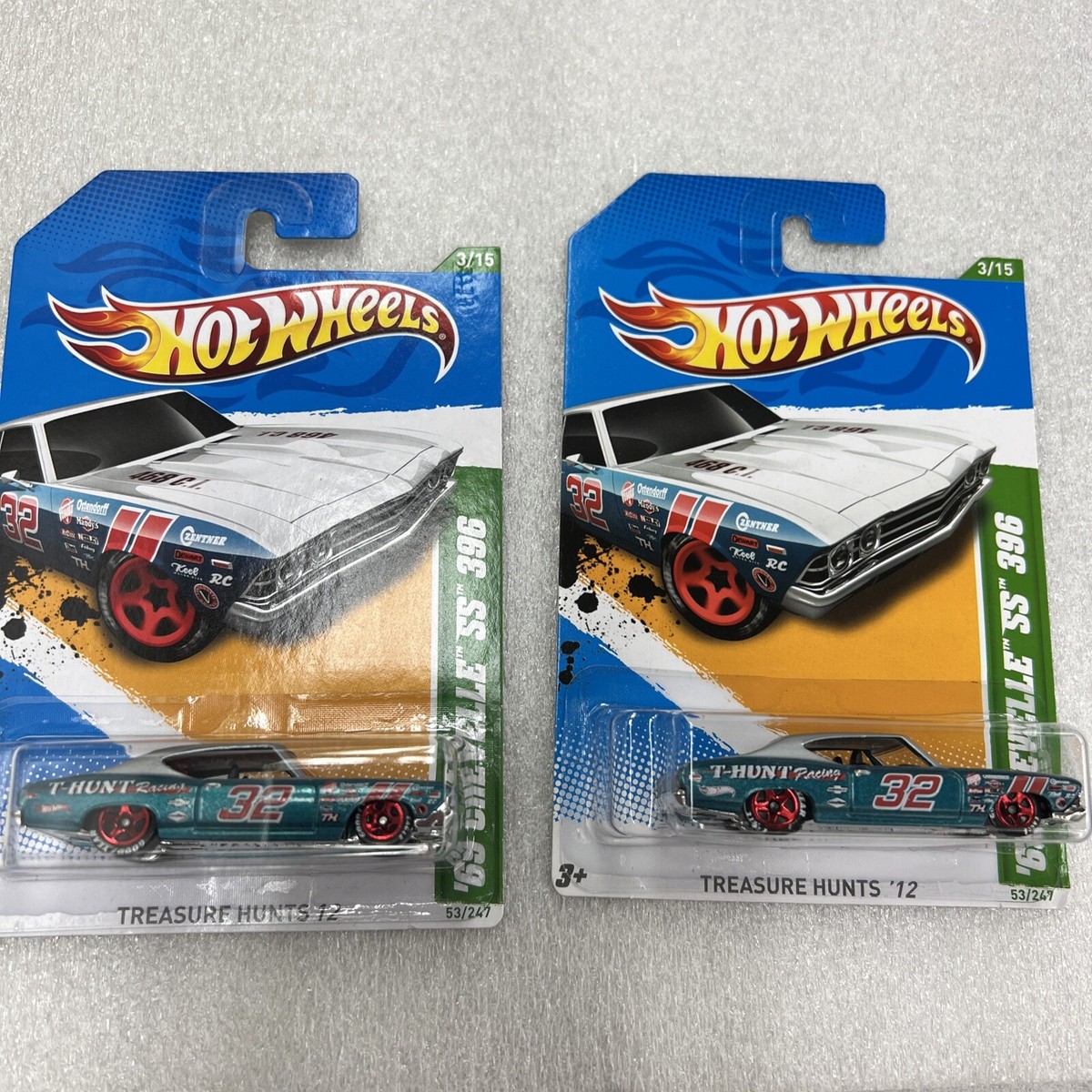 Hot Wheel(2)2012 Treasure Hunt Green Silver 69 Chevelle SS