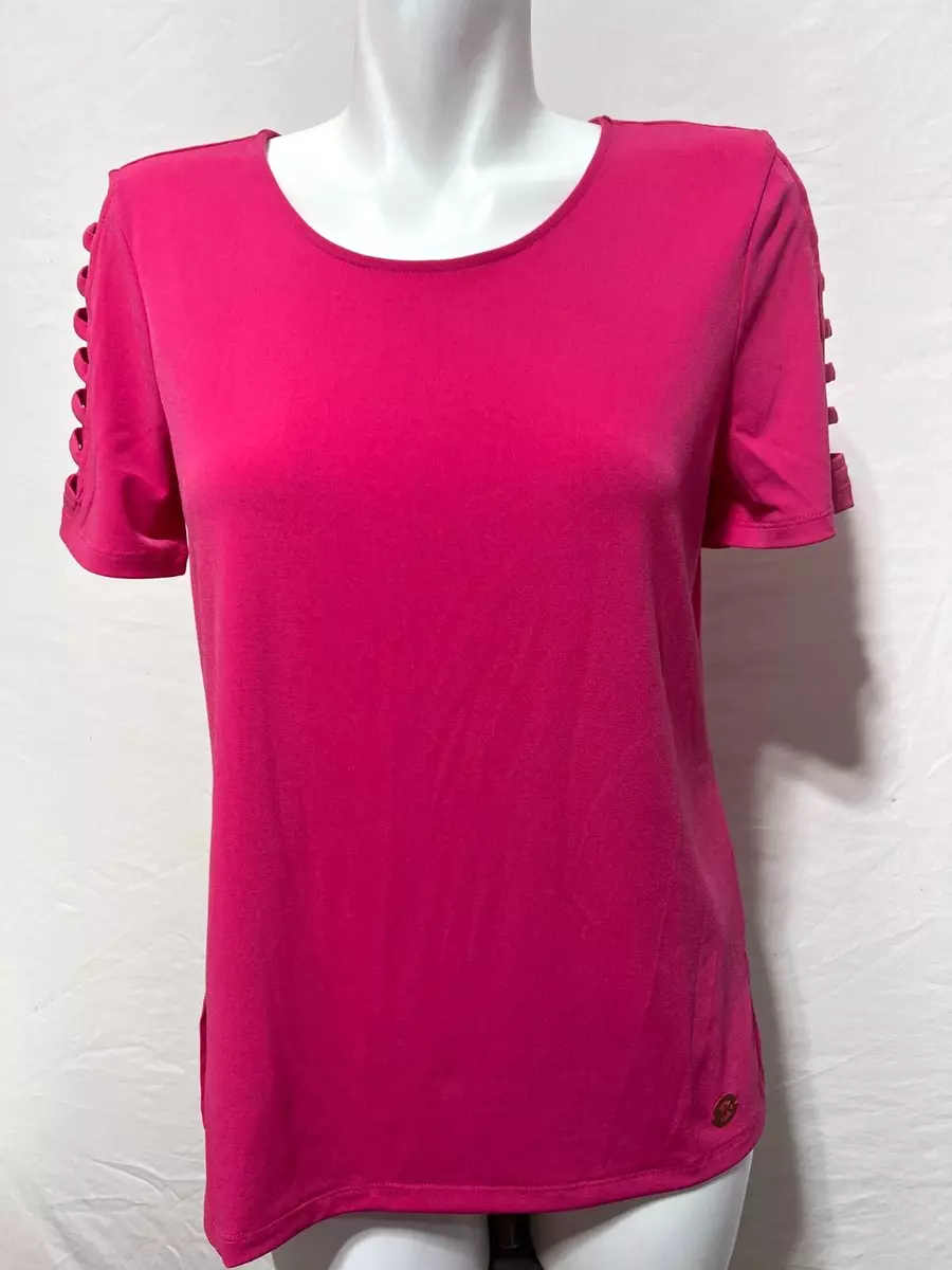 Michael Kors Medium Women Top Shirt Electric Pink Ladder Sleeve New NWT