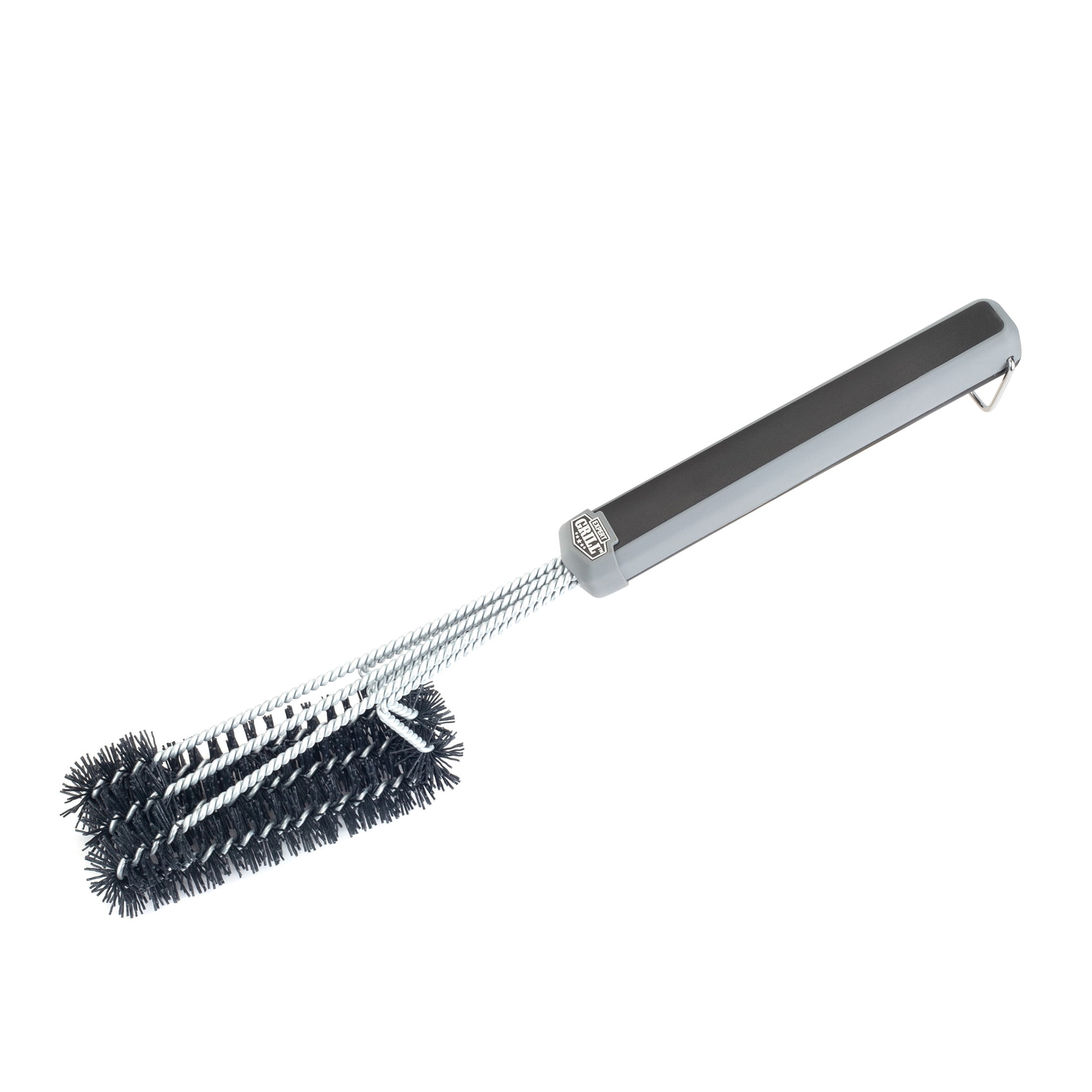 Stainless Steel & Nylon 3-Head Grill Cleaning Brush in Black and Gray