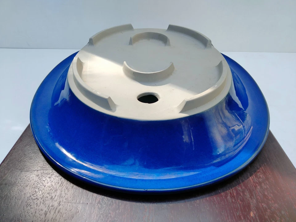 Maceta Bonsai Japón Azul Esmaltado Ovalado Ancho 46 cm (18,11 pulgadas). Grande Foto 3 de 4