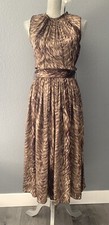 Dolce Gabbana Classic Animal Print Long Dress 100% Silk Size 38 Made In Italy