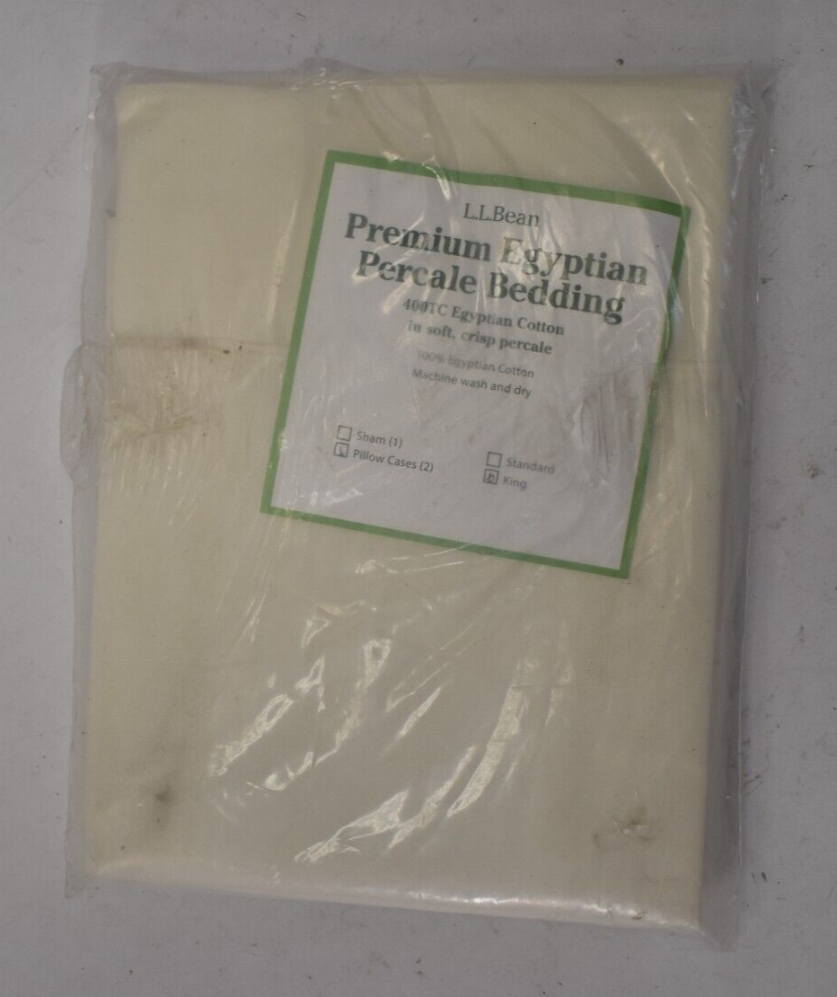 LL Bean Premium Egyptian Percale Pillowcases Set 2 Pack Cream King Size