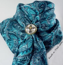 Wild Rag, Teal Paisley, Silk Scarf, Cowboy Wild Rag, Cowboy Silk Scarf, 34 inch