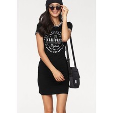 New KANGAROOS Black & White CALIFORNIA LA Slogan STRETCHY T-Shirt Dress Size 14