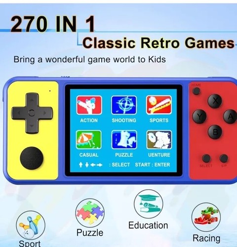 Consola de juegos portátil Great Boy para niños precargada 270 juegos clásicos retro con - Imagen 2 de 7