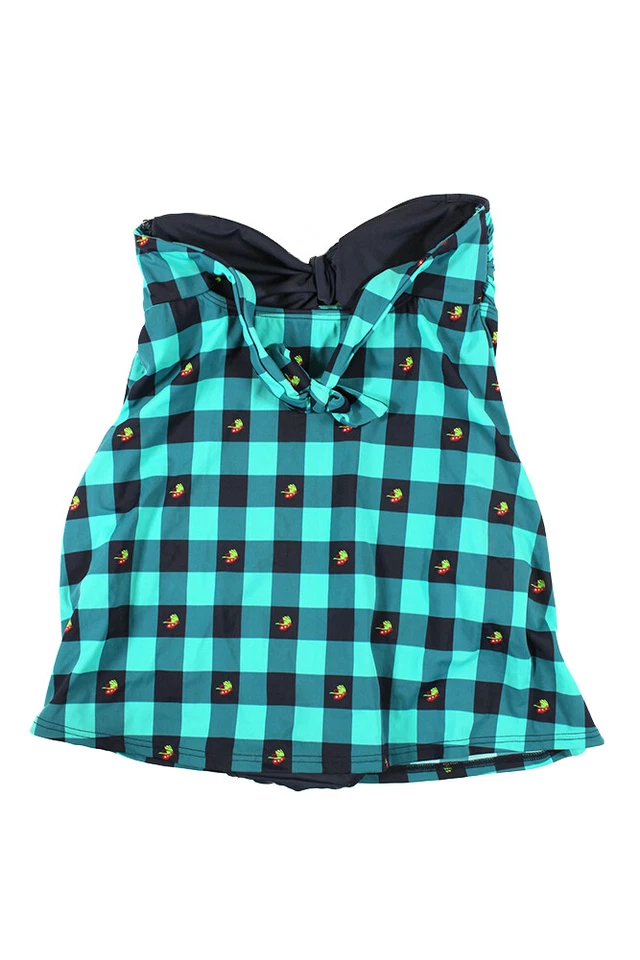 Tommy Hilfiger Navy Aqua Core Gingham Bandeau Swimdress 4 - Image 2 of 3