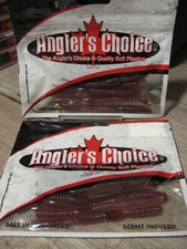 2 Packs Anglers Choice 4" Spear Tail Worm Soft Fishing Bait Motor Oil Pepper