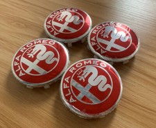 4x 60mm Alfa Romeo Alloy Wheel Centre Cap Red Set Decal Emblem Badge Logo