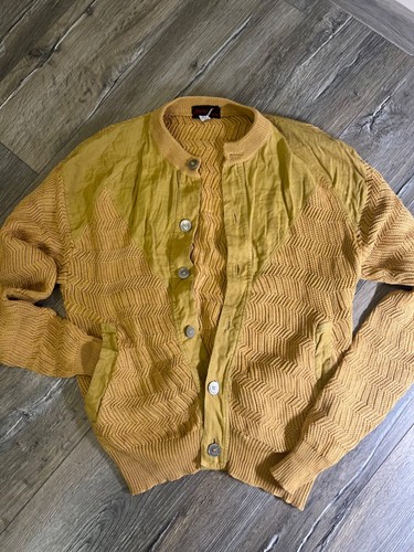 Increíble Chaqueta Bomber Brioni Años 70 Para Hombre Beige Lino/Algodón Talla M