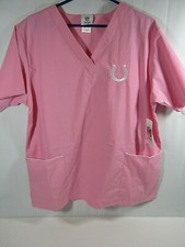  NEW NFL Team Apparel Indianapolis Colts Pink Scrub Top Large Casual