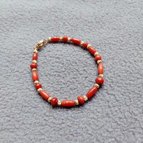 Bracciale di perle di corallo rosso naturale braccialetto di perle di corallo... - Foto 7 di 12