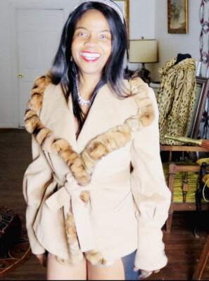 New Designer Tomaso Stefanelli Chinchilla Fur Trim Opera Belted  