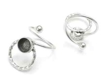 Wrap Textured Silver Ring Setting Blank Cabochon Mounting Adjustable 8mm G26843
