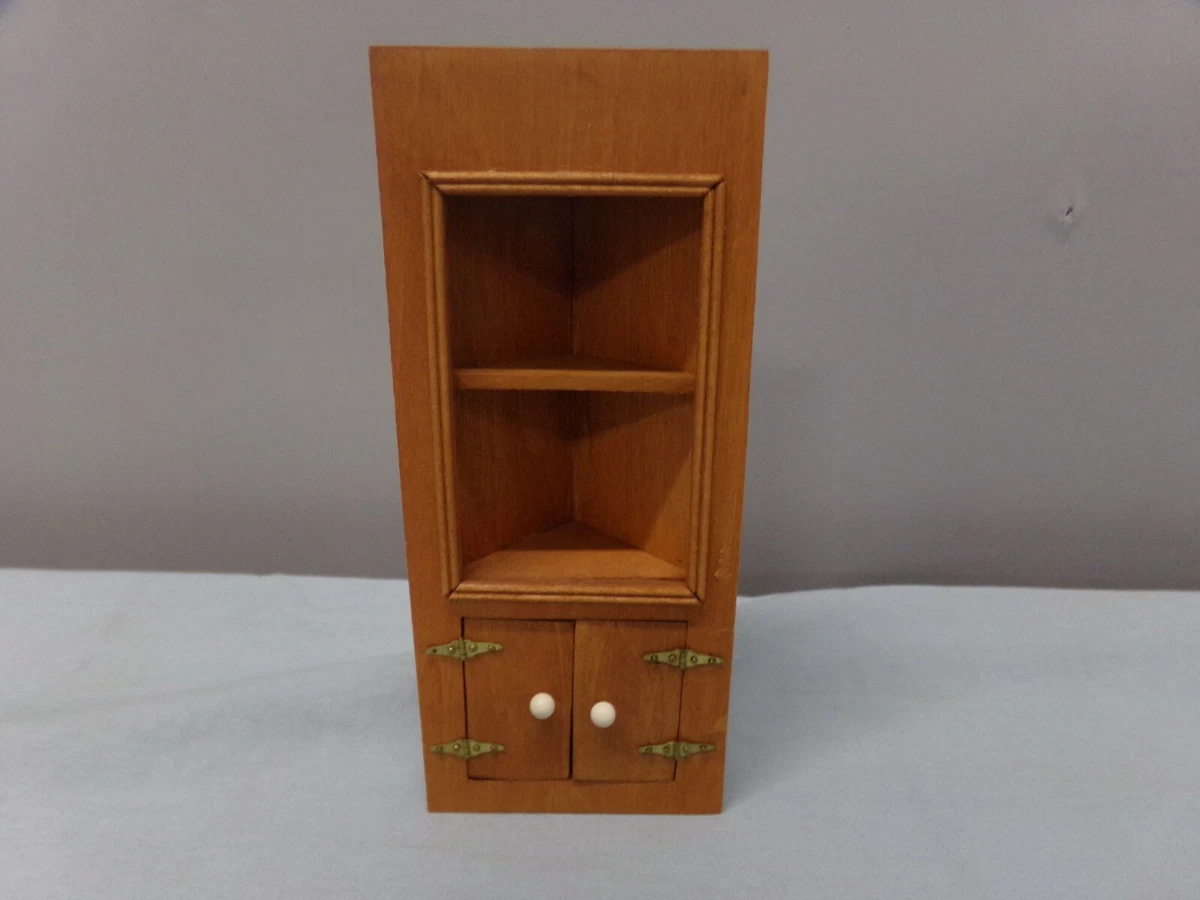 Dollhouse Miniature Wood Corner China Hutch Curio Cabinet eBay