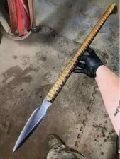 CUSTOM HANDMADE CARBON STEEL SURVIVAL SPEAR KNIFE COMBAT HUNTING VIKING SPEAR