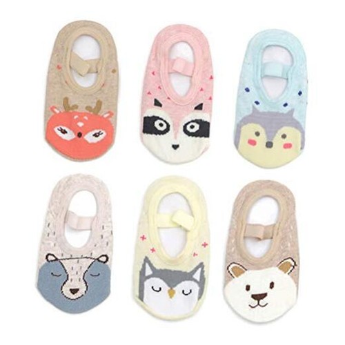Baby Toddler Anti Slip Non Skid Socks with Grip 1-3T Cartoon Animal 6 Pairs
