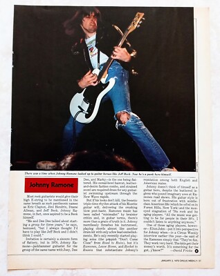THE RAMONES~JOHNNY~1979 POSTER FULL PAGE PRINT MAGAZINE ARTICLE PINUP CLIPPING