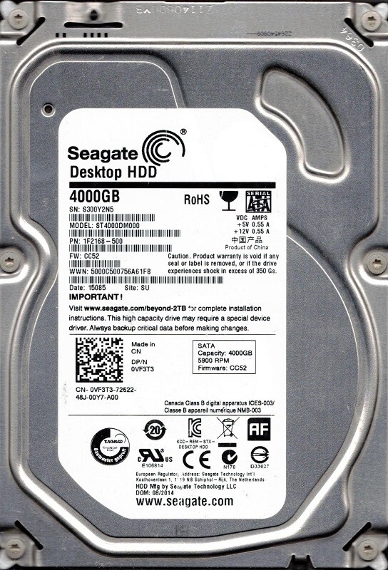 ST4000DM000 Seagate 1F216 DESKTOP 4TB ☆ SEAGATE HDD 4TB