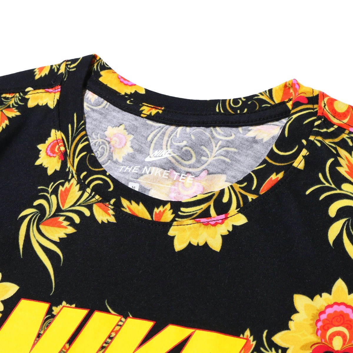 Nike Cotton Floral All Over Print T Shirt Yellow Size S 892215-011 