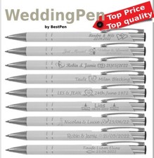 50 pcs wedding favours, metal gift pen incl engraving and velvet pouch