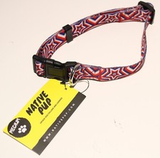 Native Pup Standard Dog Collar MEDIUM American Flag Patriotic Big Stars