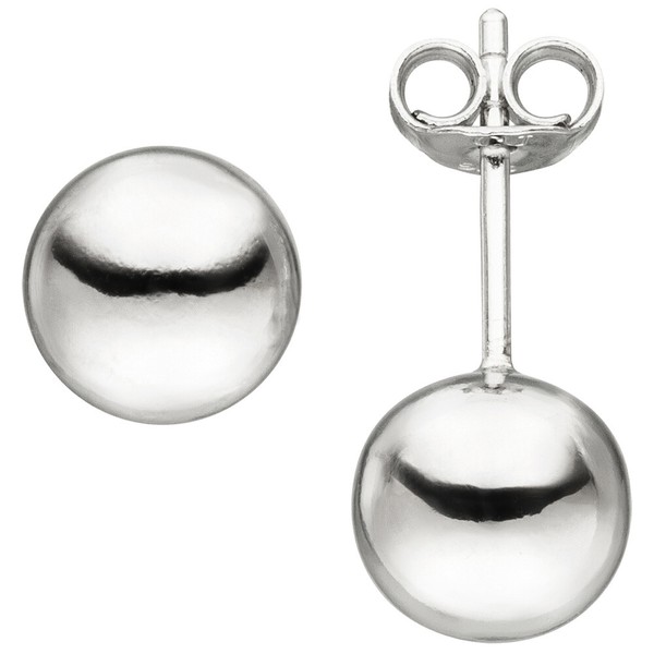 Ohrstecker Ohrringe Kugel 8Mm KüGelchen GläNzend 925 Silber Rhodiniert, Damen-image