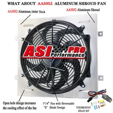 Aluminum Radiator Shroud Fan+Relay For 1960-1965 Ford Falcon, 1965~66 Mustang V8