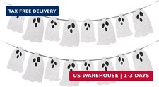 2 Packs White Glitter Halloween Hanging Ghost Banner - Ideal for Halloween Par