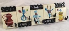 Vintage 1950's Decor Kitchen Wall Art Plaques Hard Plastic Utensil/Key Holder