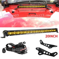 20''in LED Light Bar+Hood Mounting Brackets +Wire fit Jeep Wrangler JK 2007-2017