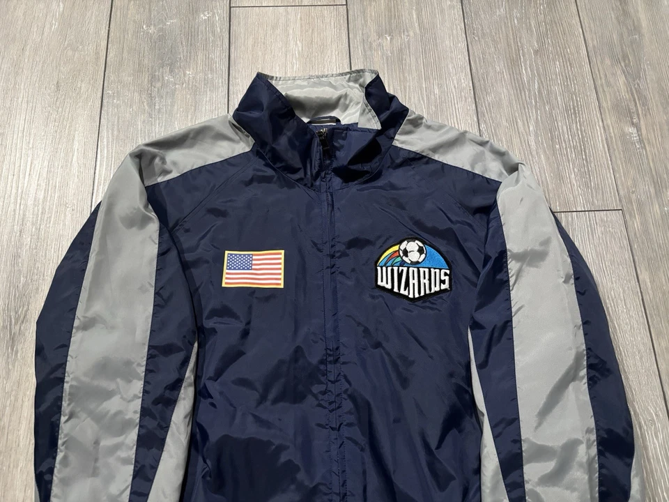 Jaqueta corta-vento Majestic Kansas City Wizards futebol zíper completo. Masculino L. azul. - Imagem 2 de 4