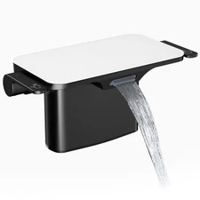 4-inch Double-handle Glass Shelf Waterfall Bathroom Sink Faucet