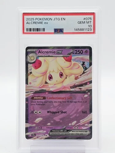 ALCREMIE EX 2025 POKEMON JOURNEY TOGETHER DOUBLE RARE #075/159 PSA 10 Q0107