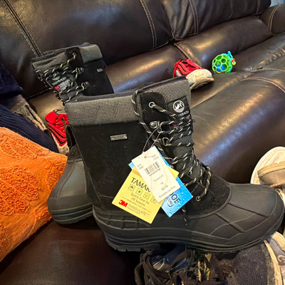 Tamarack Men's Black Waterproof 3M Thinsulate Lace-Up Snow Boots Size 12